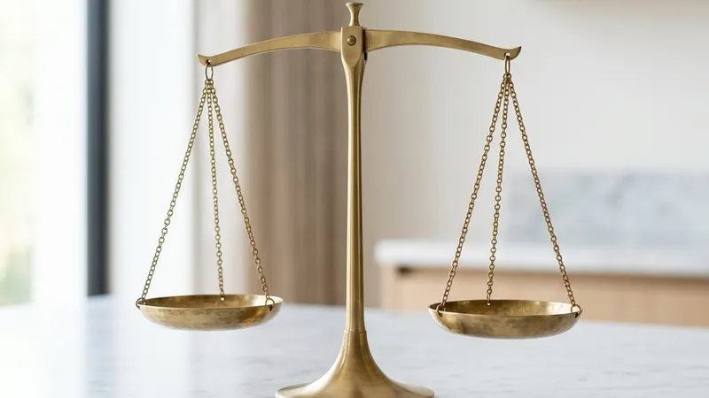 Κοντινό πλάνο σε χάλκινη ζυγαριά δικαιοσύνης